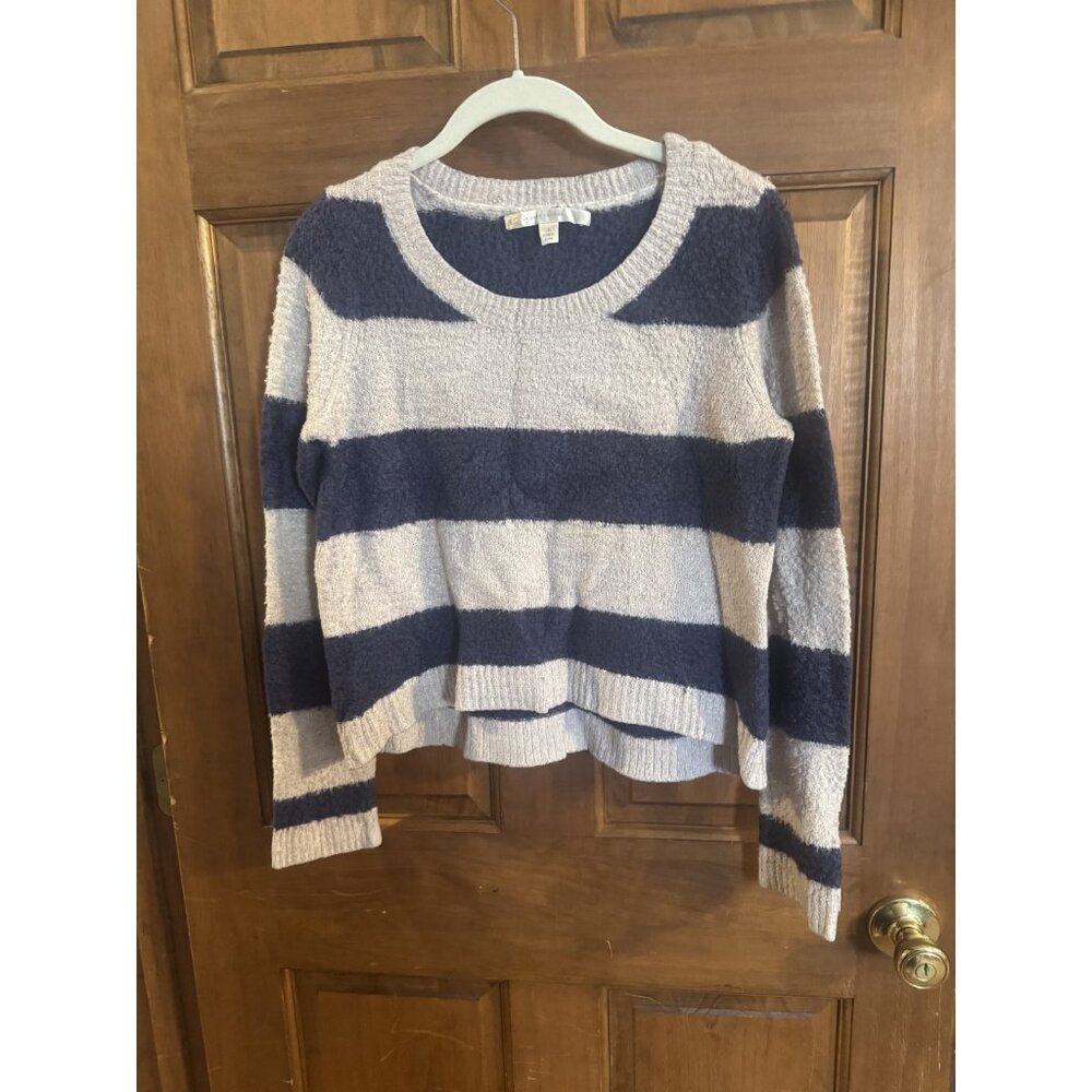 LC Lauren Conrad Striped Navy and Cream Sweater